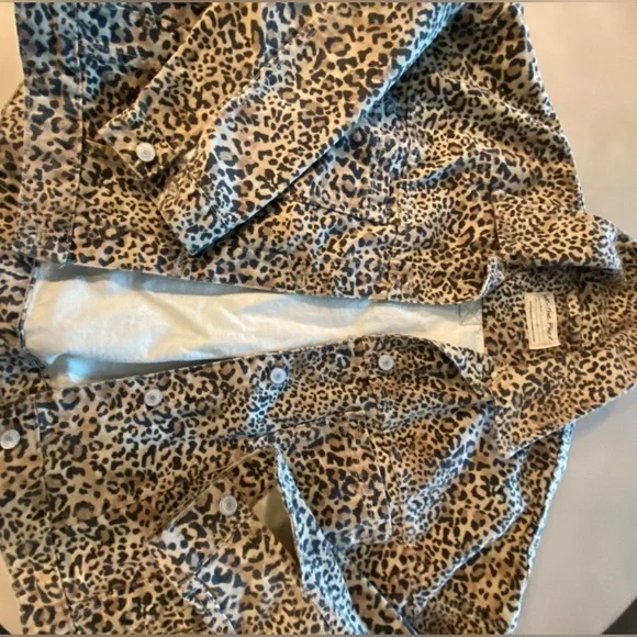 Free People Leopard Print Jean Jacket in Brown and Black - Picture 7 of 13